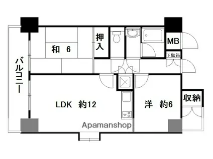 ライオンズマンション京橋川公園(2LDK/2階)の間取り写真