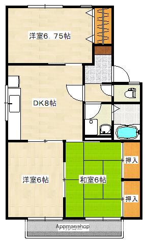 ハイカムール池の内(3DK/2階)の間取り写真
