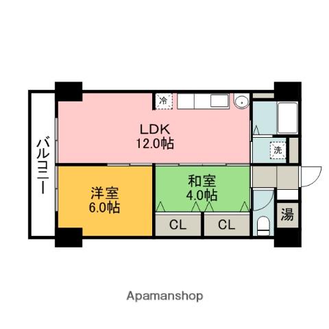 幟町熊本ビル(2LDK/4階)の間取り写真