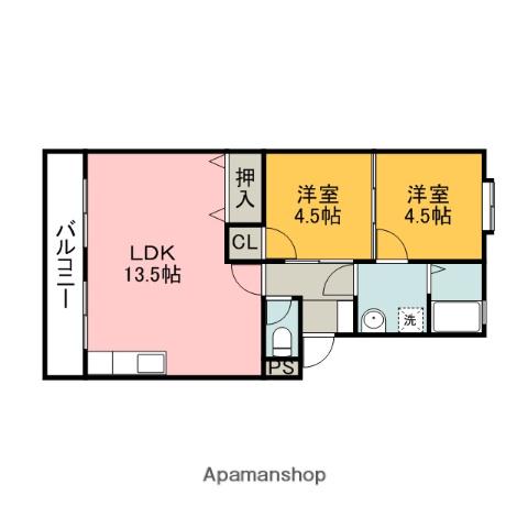 八木コーポ(2LDK/1階)の間取り写真