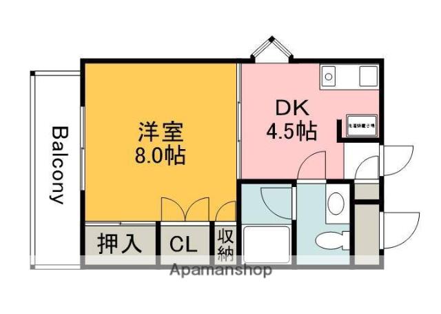 進保ビル(1DK/5階)の間取り写真