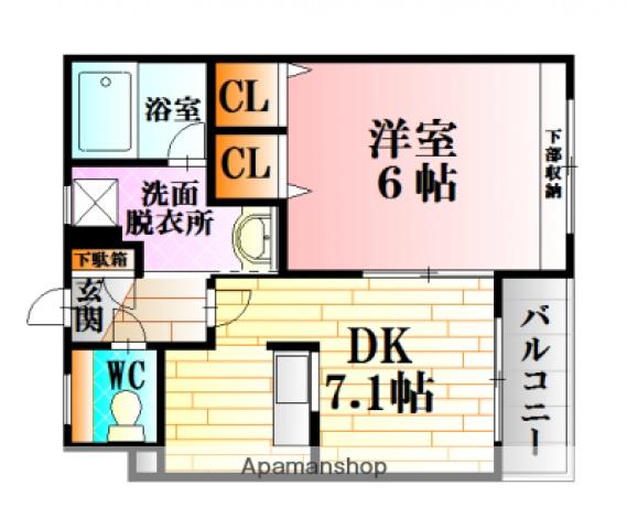 コンフォートYAMADA(1DK/1階)の間取り写真