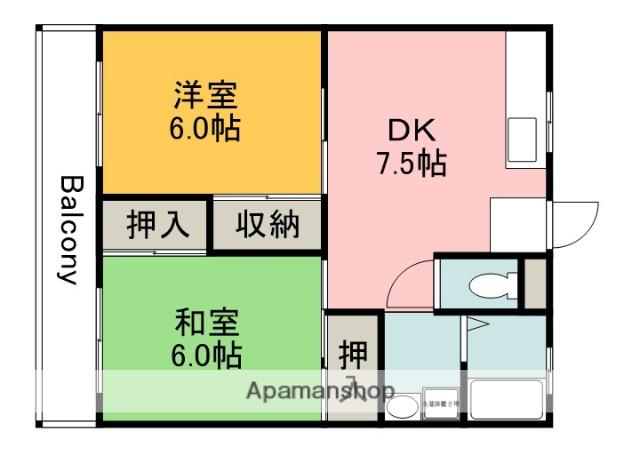 ファビス長束(2DK/3階)の間取り写真
