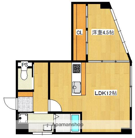 ワイズ堺町(1LDK/4階)の間取り写真