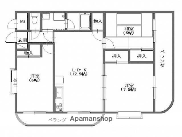 ソレアード祇園(3LDK/8階)の間取り写真