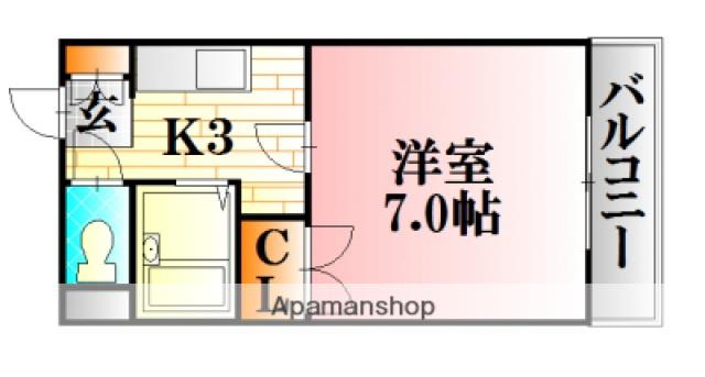 第二山口ビル(1K/3階)の間取り写真