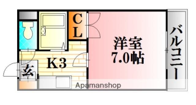 第二山口ビル(1K/3階)の間取り写真