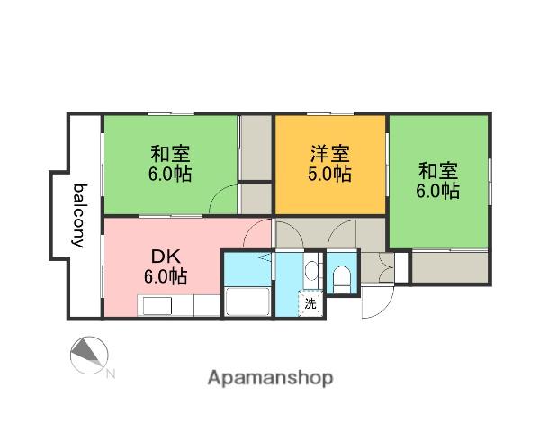 古江グランドハイツ(3DK/3階)の間取り写真