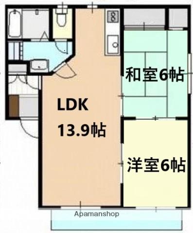 リリアン庚午(2LDK/1階)の間取り写真