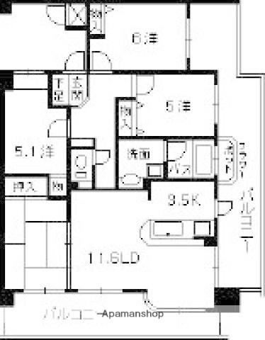 フローレンス己斐本町リバーサード(4LDK/11階)の間取り写真
