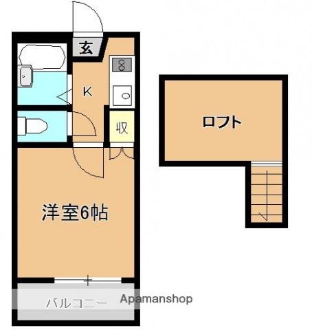 ユーハイム緑井B(1K/2階)の間取り写真