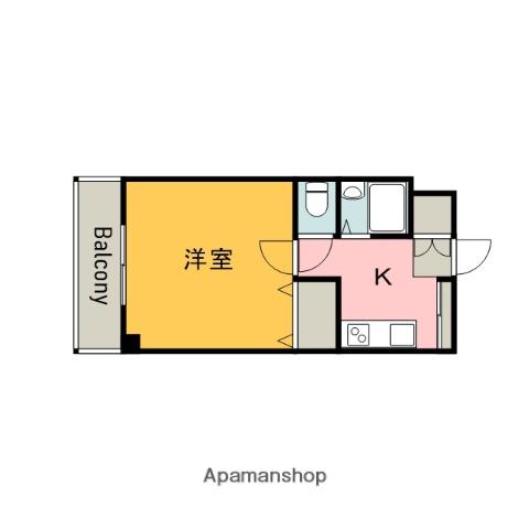 ハーシオンフルタⅢ(1K/2階)の間取り写真