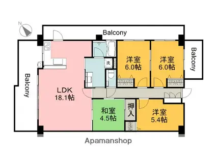 ヴィラージュ大町駅前(4LDK/13階)の間取り写真