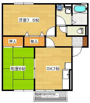 セジュールISHIDA B棟(2DK/1階)の間取り写真