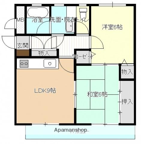 ティファニー(2DK/2階)の間取り写真