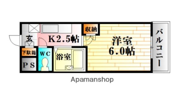 ONビル(1K/1階)の間取り写真