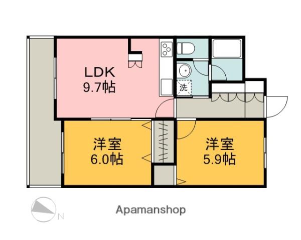 リブレストⅠ(2DK/3階)の間取り写真