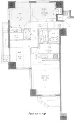 サンシティ安東駅前プラザ(3LDK/4階)の間取り写真
