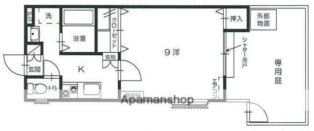 ビビエンタカワハラ(1K/1階)の間取り写真