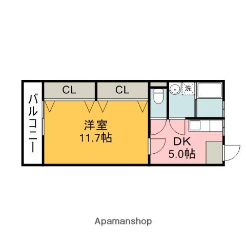山崎ビル(1DK/3階)の間取り写真