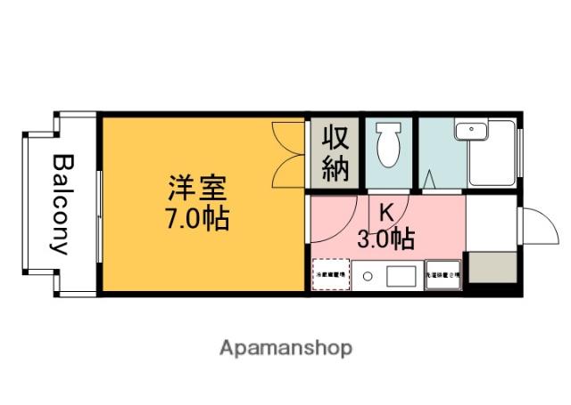 アーバン田部Ⅱ(1K/1階)の間取り写真