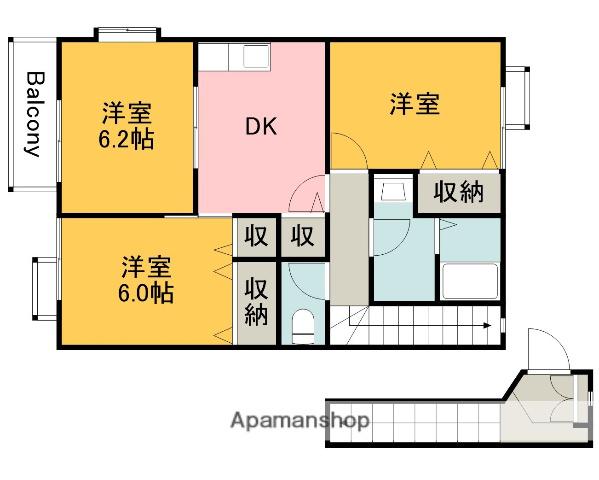 レッドローズ(3K/2階)の間取り写真