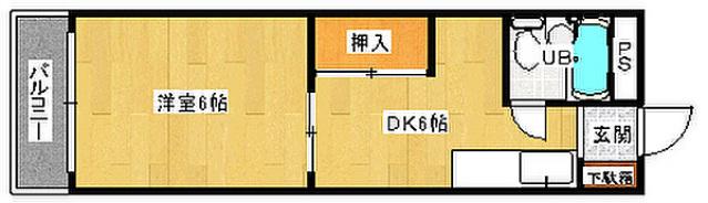 川端ビル(1DK/2階)の間取り写真