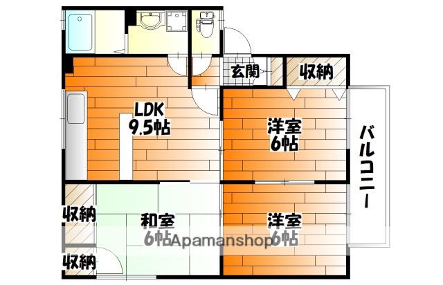 セジュール加美B棟(3DK/2階)の間取り写真