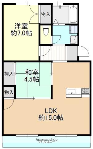 スミヤハイツA棟(2LDK/2階)の間取り写真