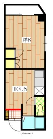 福永ビル(1DK/5階)の間取り写真