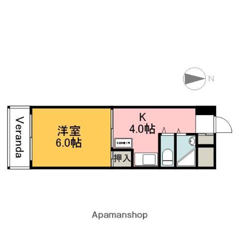 アルカサール大芝(1K/6階)の間取り写真