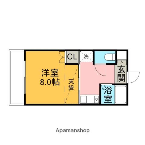 ヴィラソレイユ(1K/1階)の間取り写真