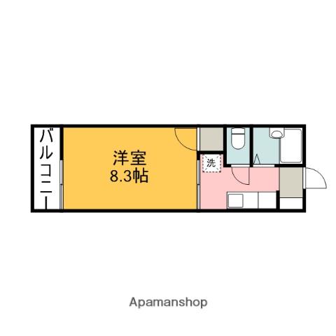 アーバンシティ山手B棟(1K/2階)の間取り写真