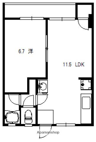 細田山ビル(1LDK/2階)の間取り写真