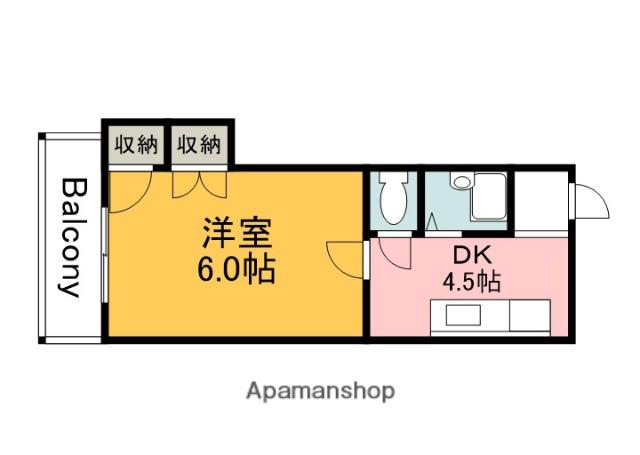 第1コーポ古屋(1DK/2階)の間取り写真