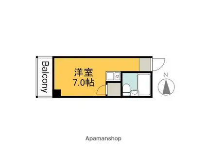 パートナー広島(ワンルーム/2階)の間取り写真