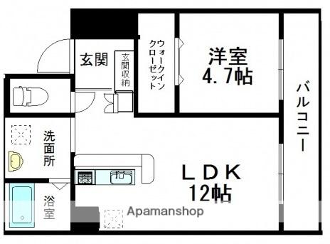 ルミエール幟(1LDK/4階)の間取り写真