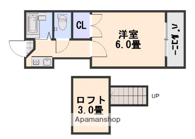 オレンジハウス坪井(1K/2階)の間取り写真