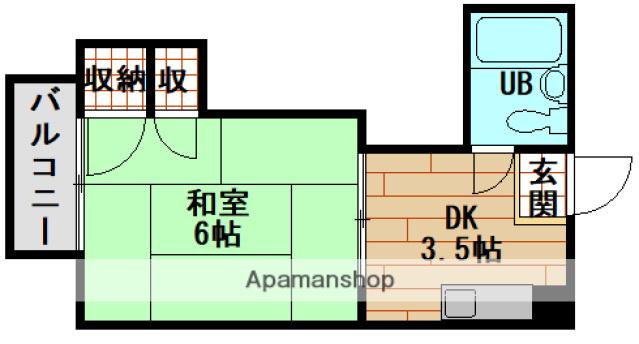 コーポ安留(1K/3階)の間取り写真