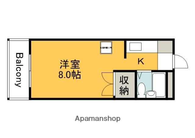 パインハウスⅡ(ワンルーム/3階)の間取り写真