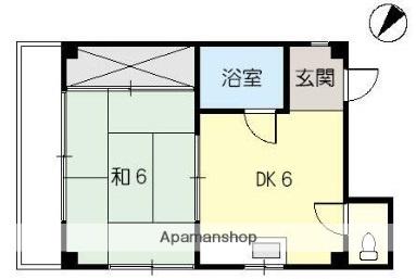 沖本ビル(1DK/4階)の間取り写真