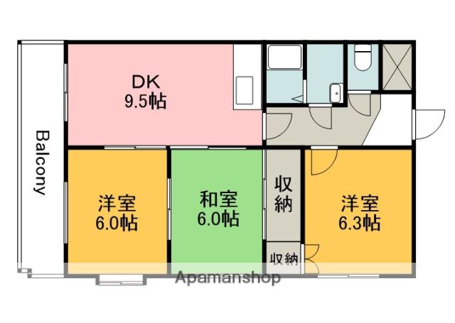 第3大上ビル(3DK/2階)の間取り写真