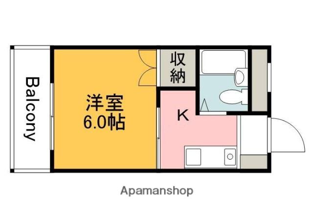 ヴィラ海田(1K/4階)の間取り写真