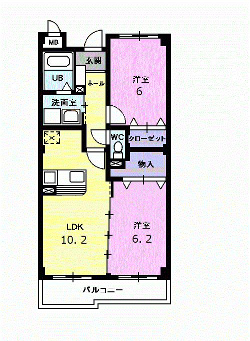 ヌーヴェル・ブリーゼ(2LDK/3階)の間取り写真