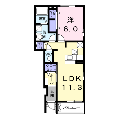 セレーノ H(1LDK/1階)の間取り写真