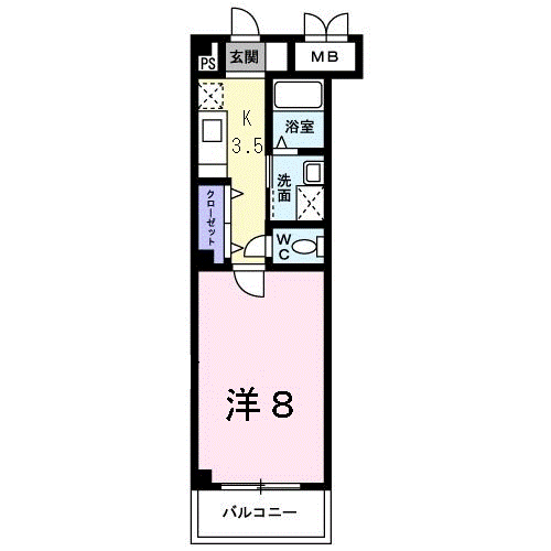 コリウス(1K/3階)の間取り写真
