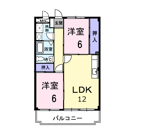グレイス竹内(2LDK/2階)の間取り写真