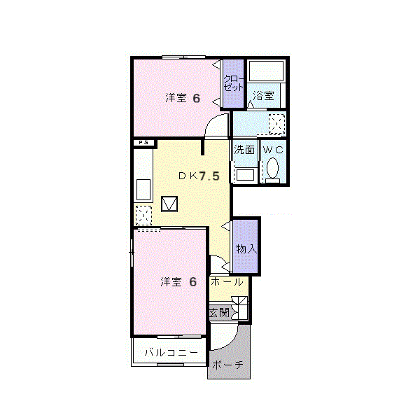 プランタンA(2DK/1階)の間取り写真