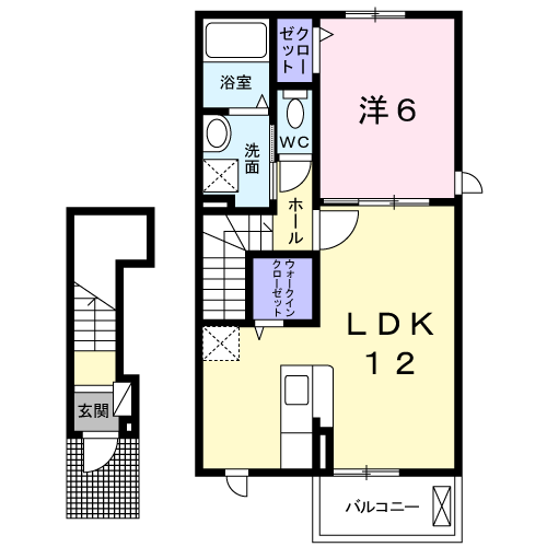 ヴィラジャローネ デ ケーヴⅡ(1LDK/2階)の間取り写真