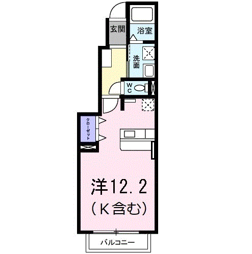 アウローラ(ワンルーム/1階)の間取り写真